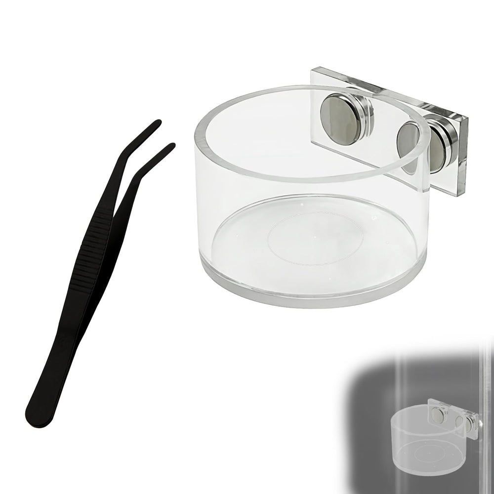 CYUXING jumping spider feeding dish cover attached to enclosure for clean, controlled feeding.