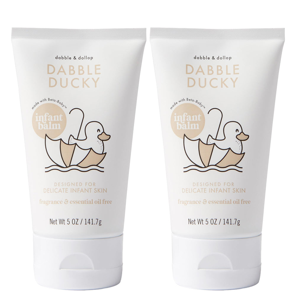Dabble & Dollop Infant Balm shows velvety texture for gentle hydration on delicate skin