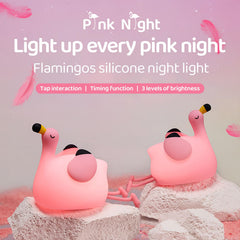 DADYLOBO pink flamingo night light side view showing stable silicone base