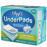 DAFI disposable bed pad pack shot showing extra-large 36x36 inches for full protection