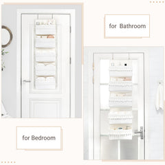 Dahey nursery organizer with decorative tassels, white and airy look.