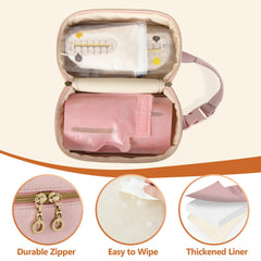 Damero cooler bag with detachable handle attaches securely to a stroller.