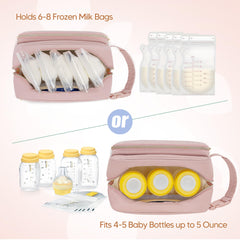 Damero cooler bag interior showing space for milk bags and bottles