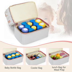 Damero cooler-bottom section holds bottles and ice packs on the move