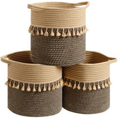 Danpinera round storage basket 11x11 in black for stylish clutter control.