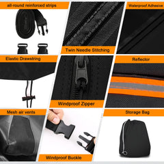 Daspom 6-passenger stroller cover with drawstring secure buckle ensuring snug fit.
