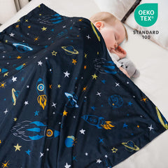 David's Kids Minky blanket rainbow pattern provides cozy warmth for stroller trips.