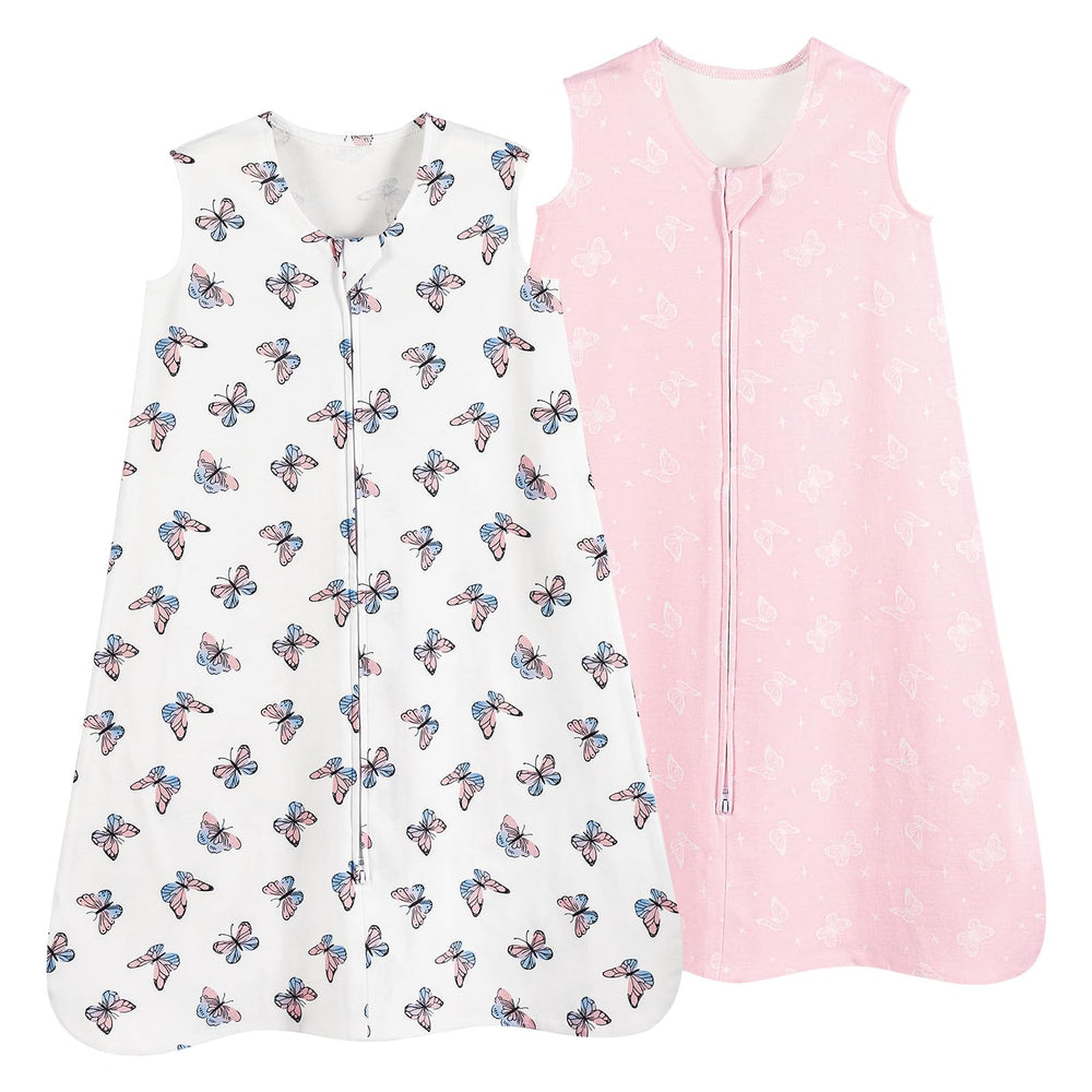 David's Kids butterfly pattern sleep sack close-up shows soft organic cotton for baby skin