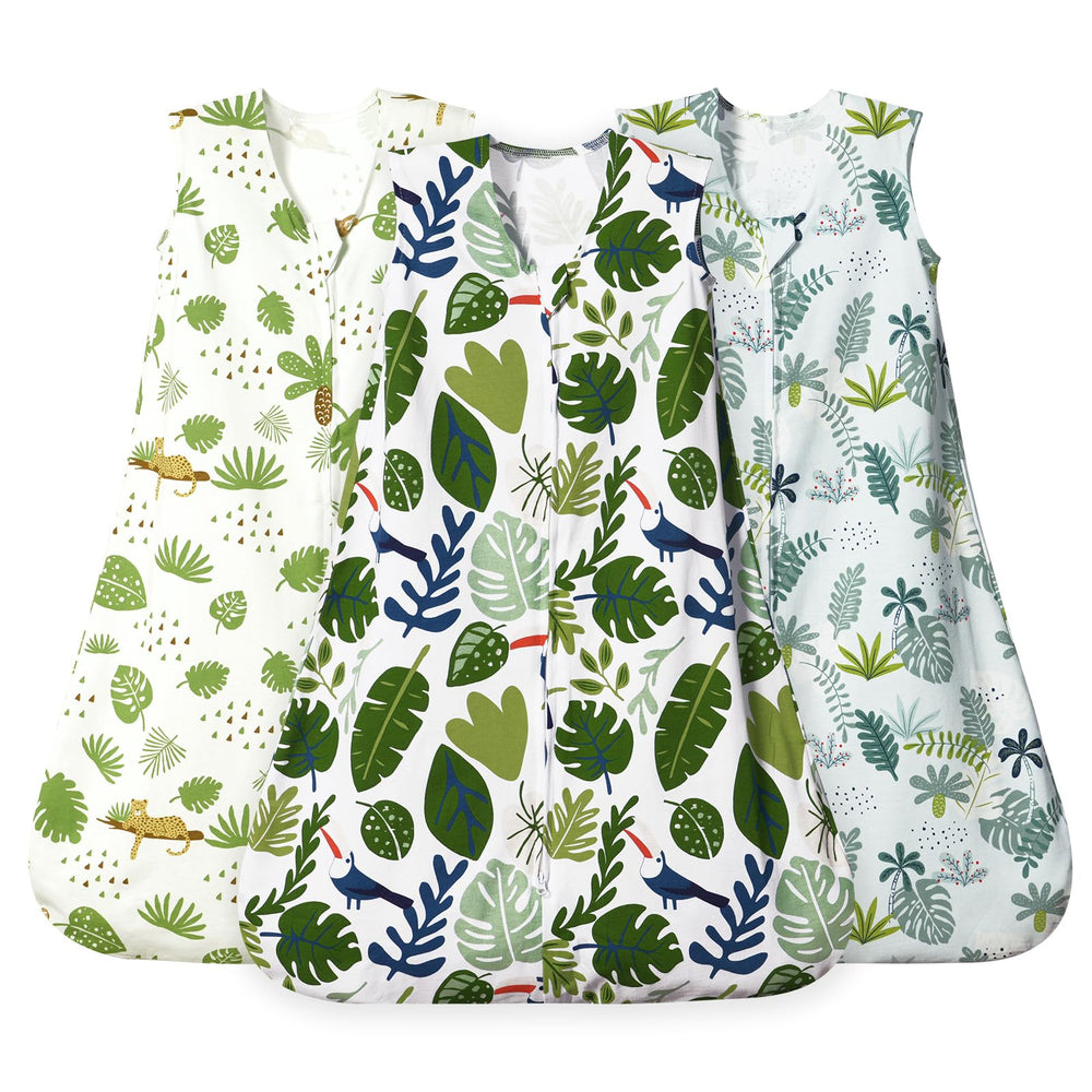 david's kids leaf sleep sack front view highlights soft breathable cotton.