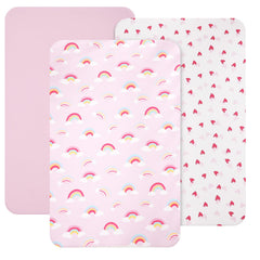 David's Kids rainbow pack mini crib sheets add vibrant color to baby sleep