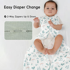 David's Kids forest sleep sack 2-way zipper eases diaper changes