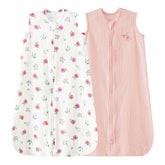 david's kids muslin sleep sack pink floral front view, breathable summer comfort