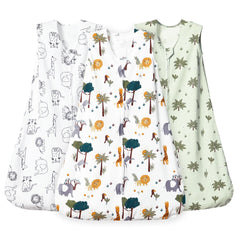 David's Kids sleep sack front view with woodland animals and soft cotton texture