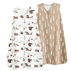 David's Kids sleep sack woodland front view shows soft organic cotton for cozy nights