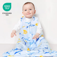 David's Kids whale sleep sack side profile highlights roomy leg space for natural movement.