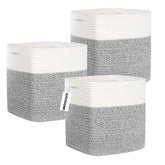 DAVIHOMI cube storage bin 11-inch grey front view, ideal for shelf organization.