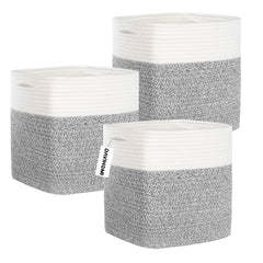DAVIHOMI cube storage bin 11-inch grey front view, ideal for shelf organization.