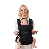 Dawnbud Weightless C01 carrier in black provides plush comfort for newborns and toddlers.