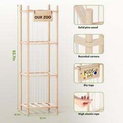 Dayacoco elastic band system securely holds plush toys and reduces clutter.