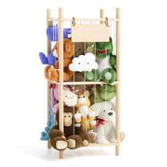 Dayacoco stuffed animal storage wood shows a sturdy pine frame with a natural finish for toy organization.
