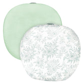 DAYEEBALL baby lounger cover in green flower front view, breathable fabric for baby's comfort.
