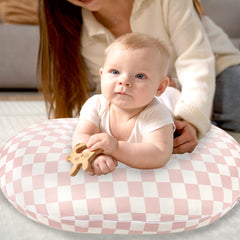 DAYEEBALL nursing pillow cover pink checkerboard features breathable, soft fabric