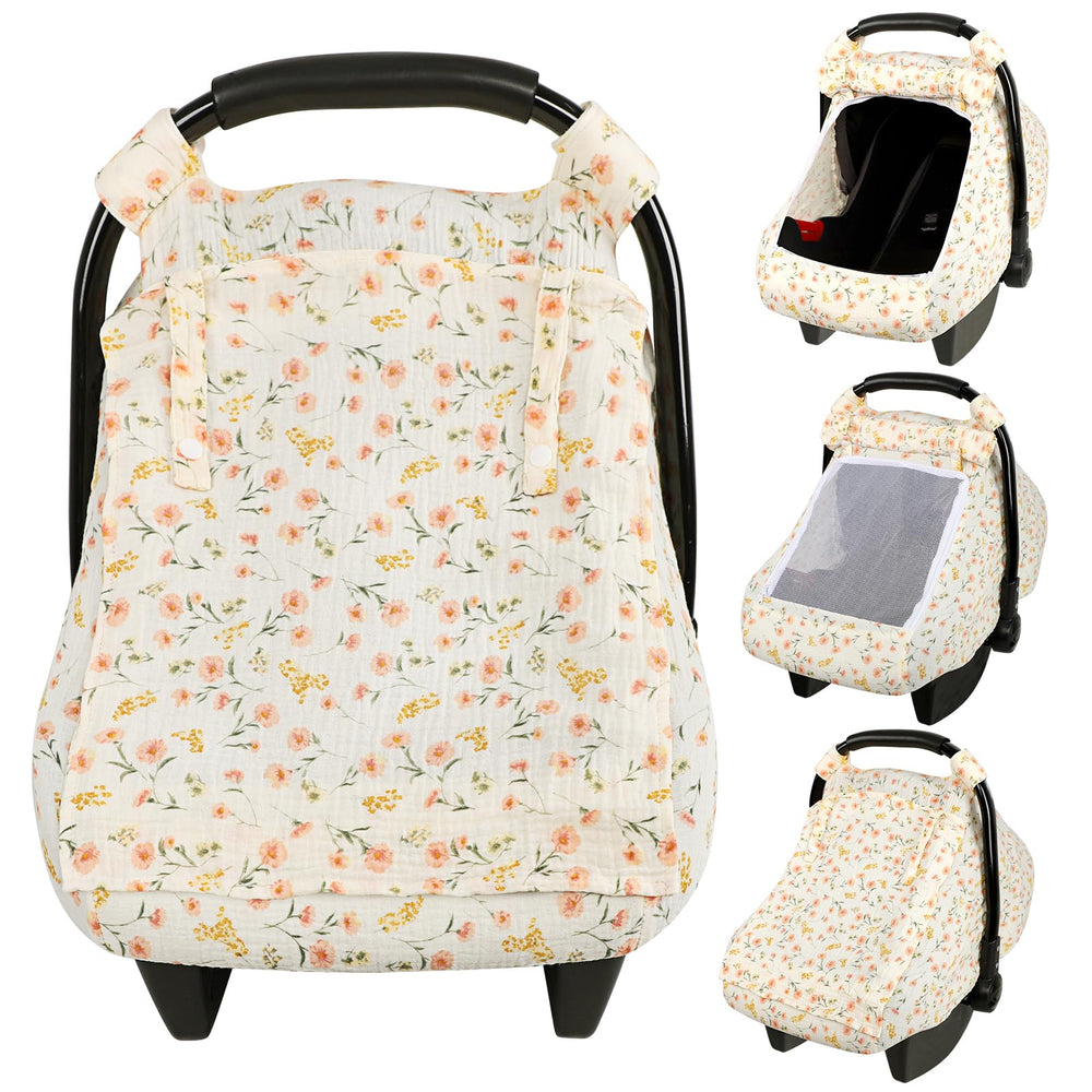 DAYEEBALL muslin car seat cover offers soft, breathable comfort.