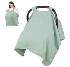 DAYEEBALL Summer Muslin Car Seat Cover shown in use for privacy and airflow.