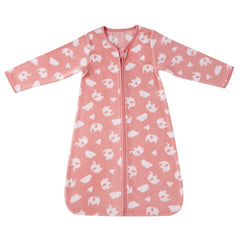 DaysU micro fleece sleep sack with elephant pattern keeps baby warm and secure during naps.