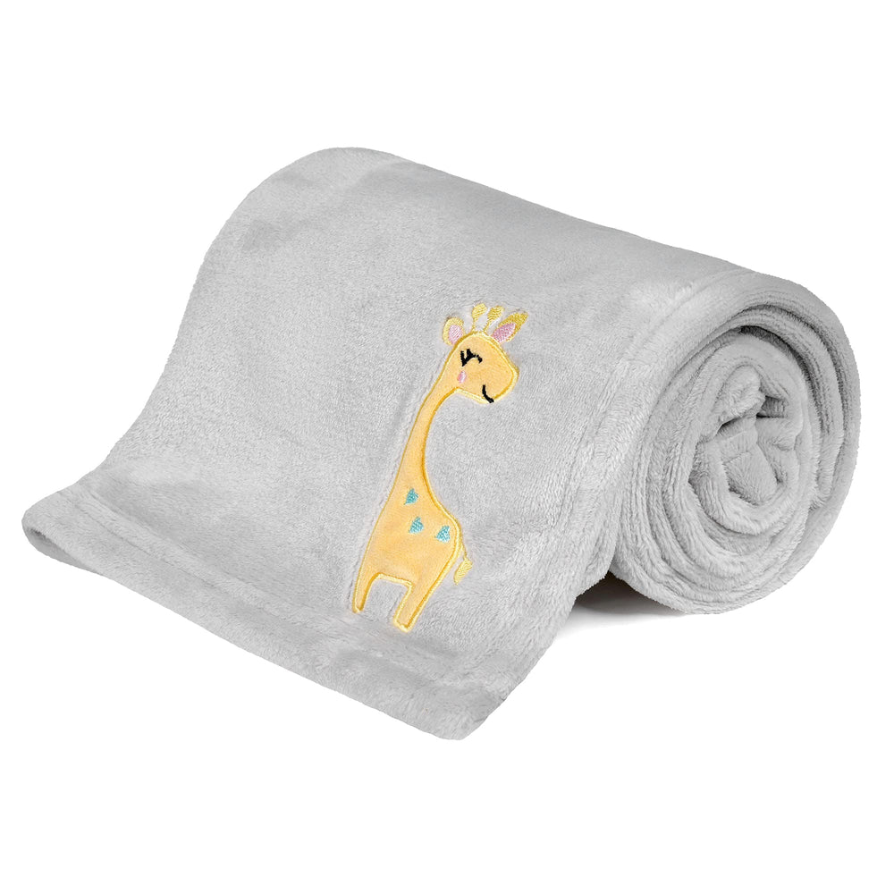 DaysU plush blanket with giraffe embroidery for cozy infant snuggles.