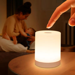 DAZZY DOT touch night light on bedside table with gentle adjustable glow.