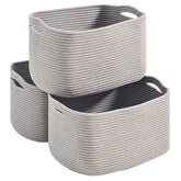 Dcerzxzci grey storage basket close-up weave highlighting durable cotton rope.