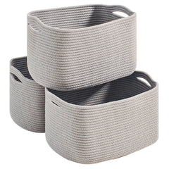 Dcerzxzci grey storage basket close-up weave highlighting durable cotton rope.