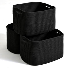 Dcerzxzci three pack black storage baskets for shelf organization