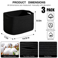 Dcerzxzci black basket side view showing sturdy rope and handles