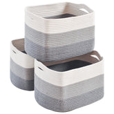 Dcerzxzci gradient grey storage baskets on shelves for organized space.