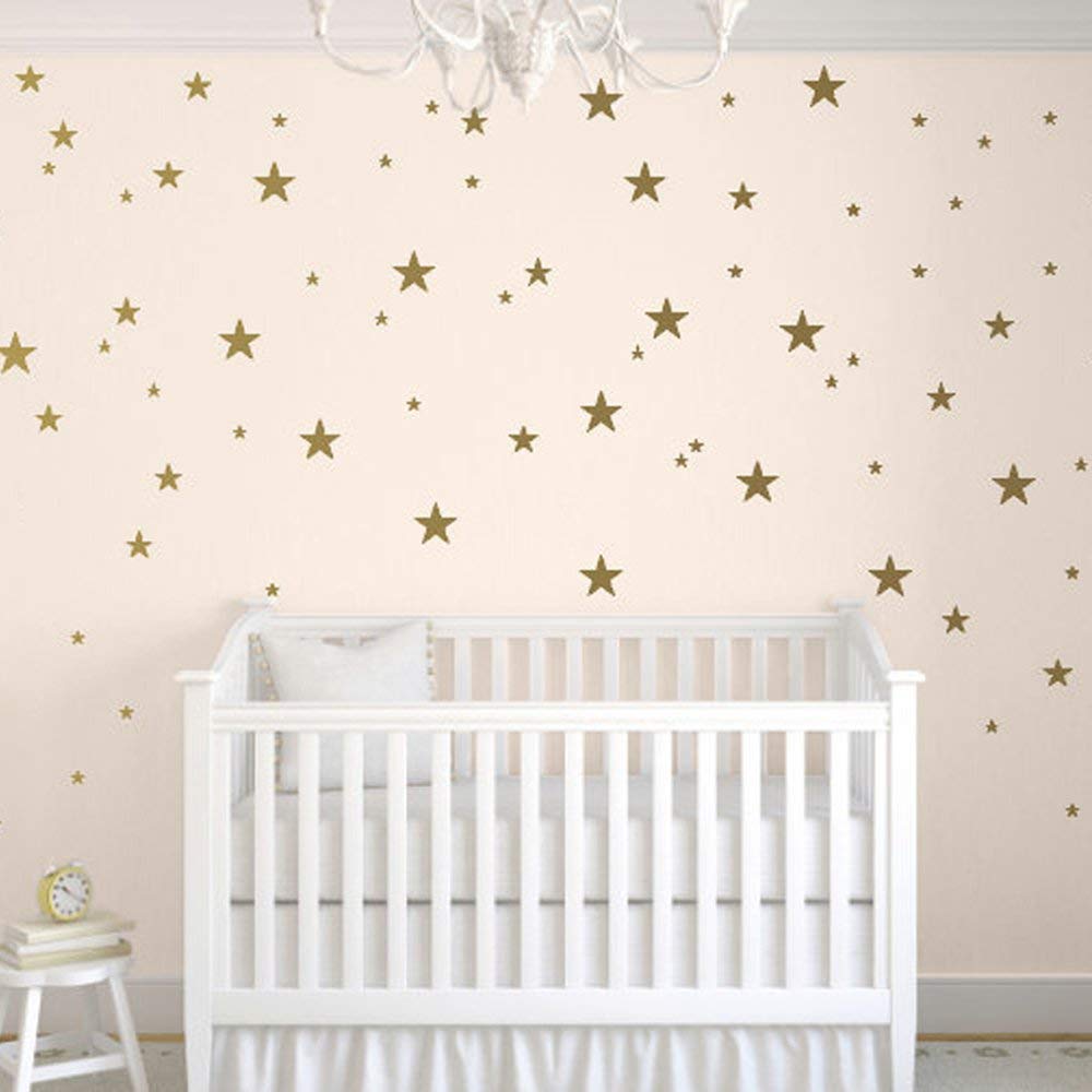 DCTOP TOARTi Stars wall decals in gold add playful sparkle to nursery walls; easy to remove.