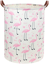 DDBASKET Flamingo Pink laundry hamper open showing roomy interior for toys and clothes