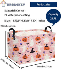 DDBASKET pink canvas basket with waterproof lining ideal for toy storage