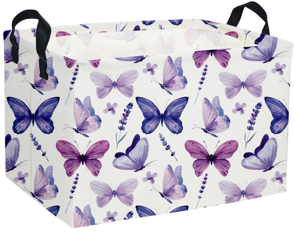 DDBASKET rectangular butterfly basket in purple pattern for stylish toy storage.