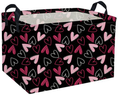 DDBASKET rectangular heart basket in black, ideal for toy organization on nursery shelves.
