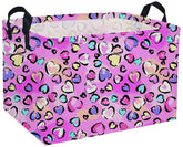 DDBASKET rectangular pink heart basket, front view, great for toy storage.