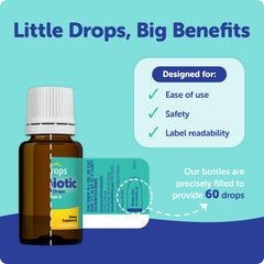 Ddrops Baby Probiotic dropper dispense shows easy dosing for infants.