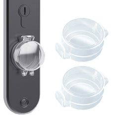 Deadbolt safety cover 2-pack in transparent finish protects kids while preserving door appearance.