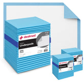 Dealmed blue underpads 24x17 protect surfaces from spills and accidents.