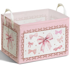DEANHOT Pink Bow Foldable Storage Box with spacious compartment for toys and clothes.