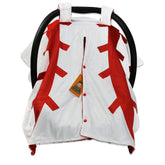 Dear Baby Gear car seat cover front view with baseball print shields sun