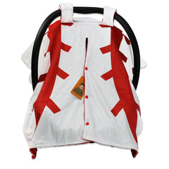 Dear Baby Gear car seat cover front view with baseball print shields sun