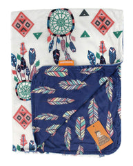Dear Baby Gear car-seat blanket with feathers design for cozy ride warmth