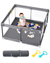 DEAR LOV baby playpen gray outer view for a safe, contained play space.
